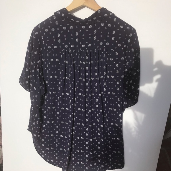 Urban outfitters SP button down top Navy print - Picture 2 of 4